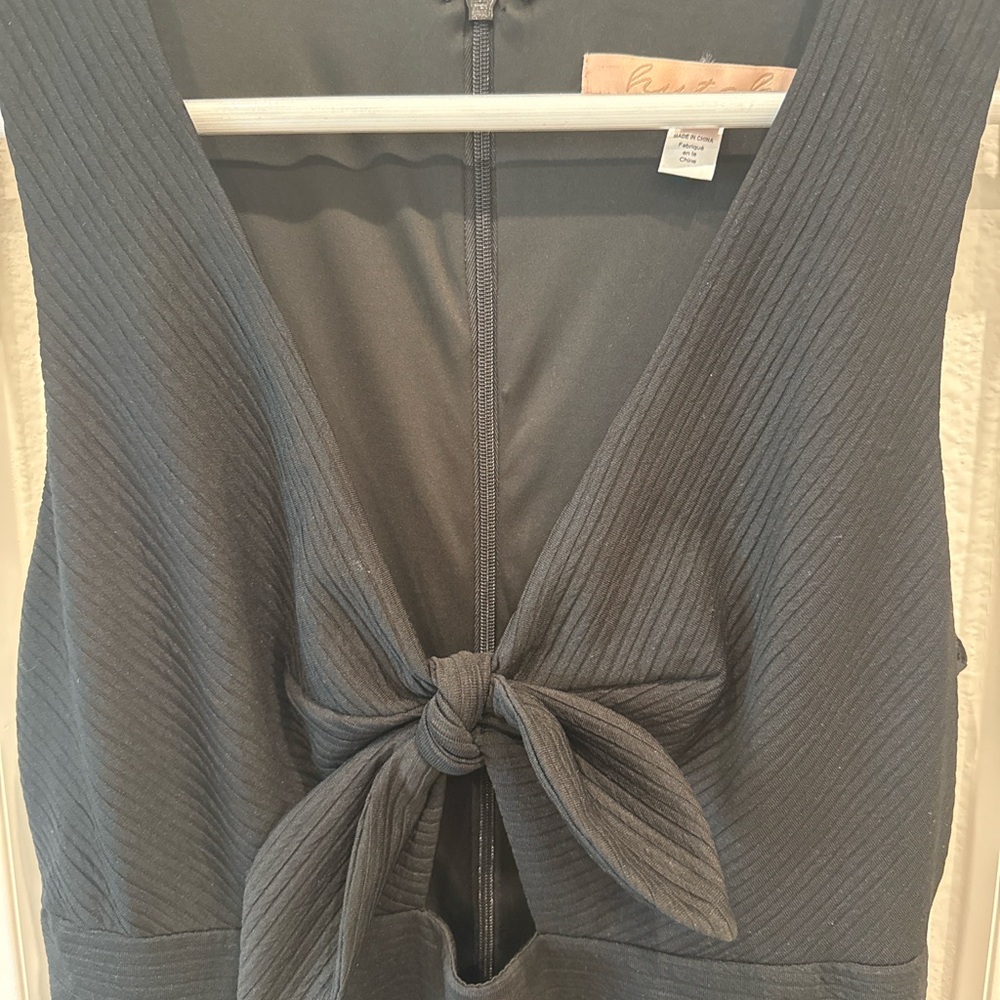 Anthropologie Hutch Black Textured Fit & Flare Dress Small - Picture 4 of 6